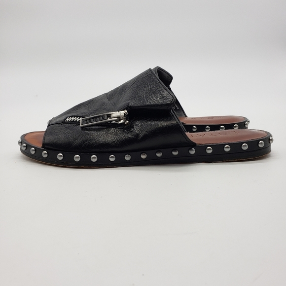 1. State Cadwyn women US 6 black leather silver studded zipped upper slides - Picture 8 of 11